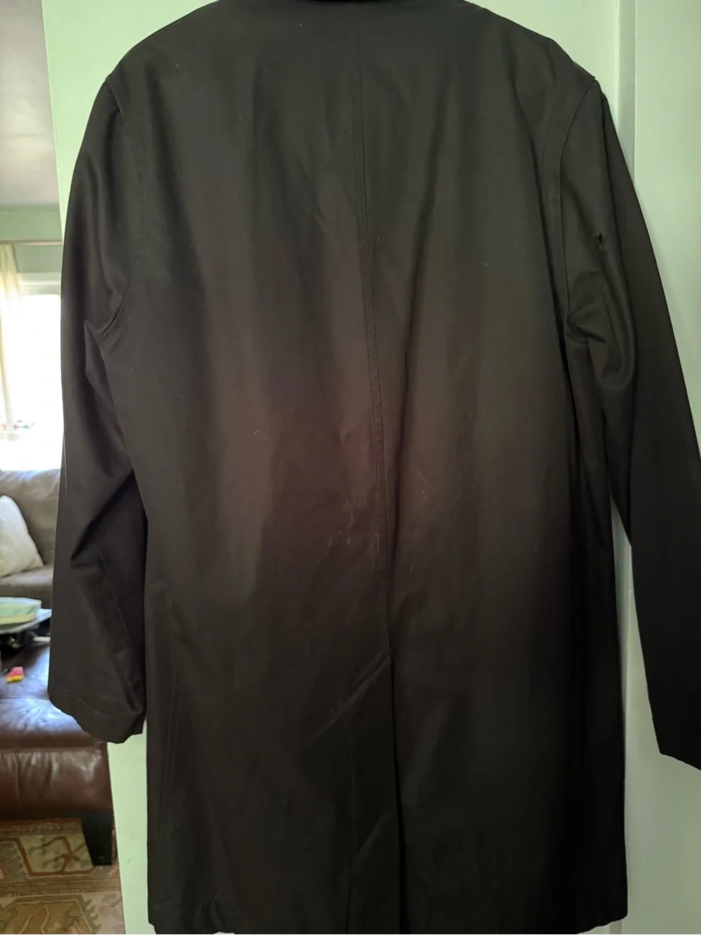 Banana Republic Dark Brown Men's Overcoat- hole on arm